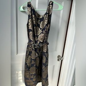 Navy and Gold Formal Cocktail Dress, Floral, US Size 4 Eliza j